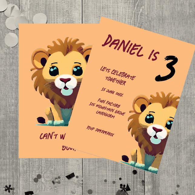 Invitación Fiesta de leones para bebés personalizado (Subido por el creador)