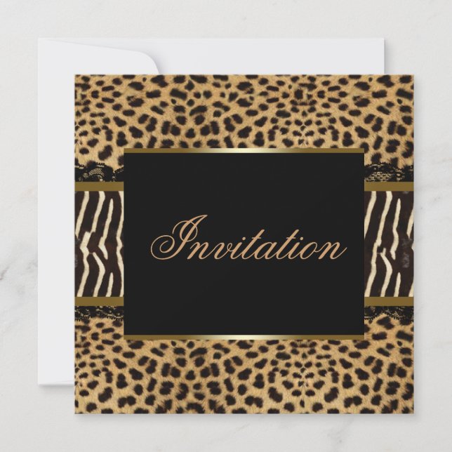 Invitación Fiesta de Leopardo Cebra (Anverso)