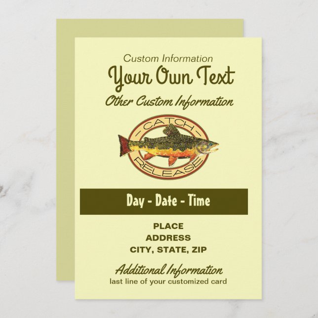 Invitación Fiesta de liberación de capturas de pesca de mosca (Anverso / Reverso)