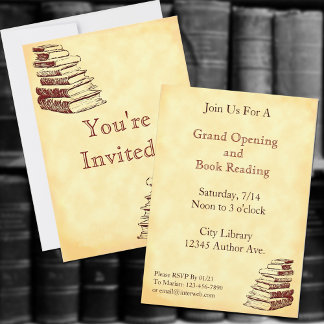 Invitación Fiesta de libros de autor Personalizado de arte de