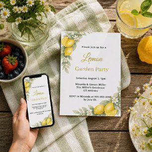 Invitación Fiesta de limón cítrico de jardín de verano