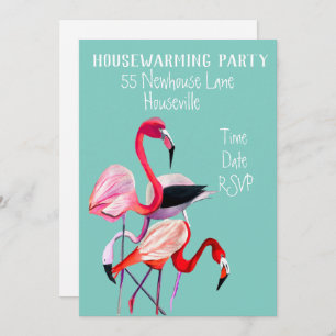 Invitación Fiesta de limpieza de color agua flamingo