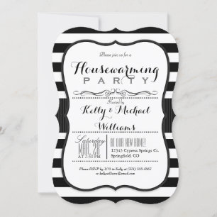 Invitación Fiesta de limpieza de franjas blancas y negras