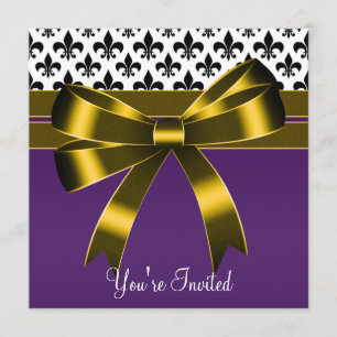 Invitación Fiesta De Lis Morado Y Oro