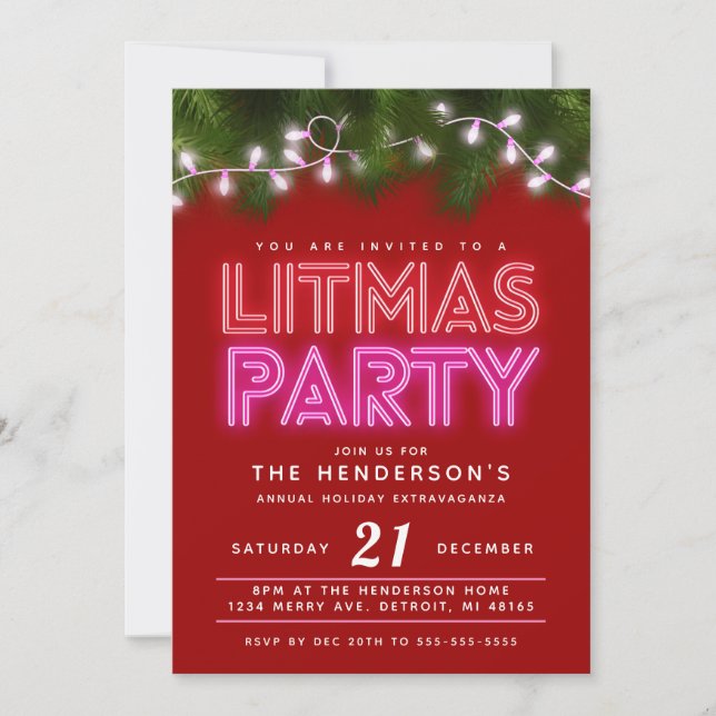 Invitación Fiesta de Litmas divertida fiesta de Navidad (Anverso)