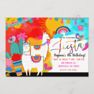Invitación Fiesta de Llama Cinco De Mayo Cumpleaños