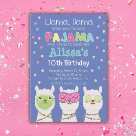 Invitación Fiesta de llama de Spa, fiesta de pajama