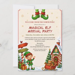 Invitación Fiesta de Llegada de Duendes Fiesta de Navidad d