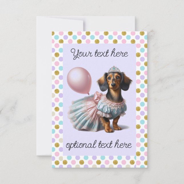 Invitación Fiesta de Long Hair Dachshund (Anverso)