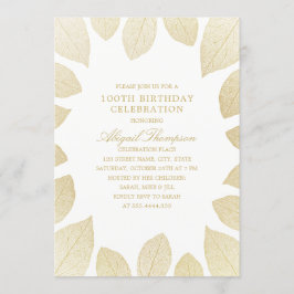 Invitación Fiesta de los 100 Años Elegante de Oro sale