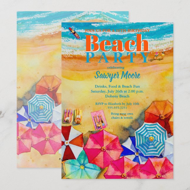 Invitación Fiesta de los 16 Años de la Playa del Agua (Anverso / Reverso)