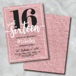 Invitación Fiesta de los 16 Años de Oro Rosa<br><div class="desc">Presentamos una moda y elegante invitación a la fiesta de cumpleaños "Sweet Sixteen", perfecta para celebrar este hito especial con estilo. El diseño elegante presenta un Relieve metalizado de oro rosa falso con el "Sweet 16" mostrado de forma destacada en la parte superior en audaz caligrafía de serif y script....</div>