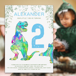 Invitación Fiesta de los 2º cumpleaños de los dinosaurios col