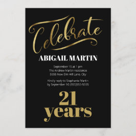 Invitación Fiesta de los 21 años de Black Gold White