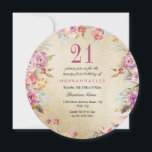 Invitación Fiesta de los 21 cumpleaños del País Oral Rosa<br><div class="desc">Pink Floral Country Gold 21st Birthday Party Invitation Matching colección en Nest y Nest store Diseño Cortesía de www.createthecut.com</div>