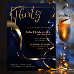 Invitación Fiesta de los 30 años del oro azul moderno
