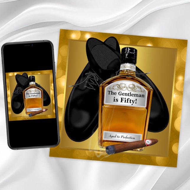 Invitación Fiesta de los 50 Años de Mans Gold (Mans any number birthday invitation. Instant download and printed invitations available.)