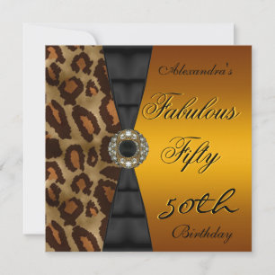 Invitación Fiesta de los 50 Años Salvaje Oro Amarillo Negro