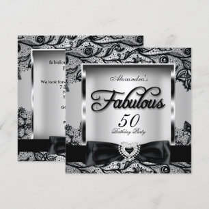 Invitación Fiesta de los 50 Fabulosos Gris Plateado Damasco E