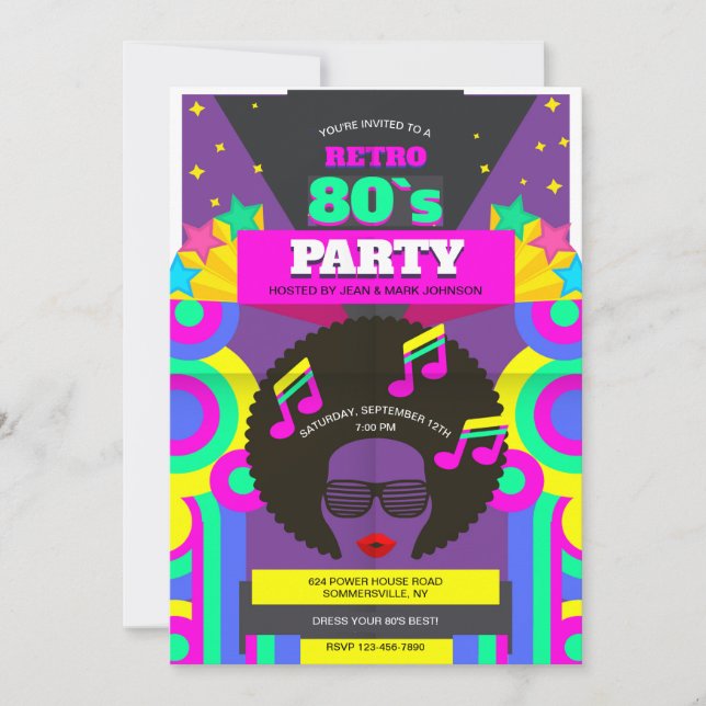 Invitación Fiesta de los 80 (Anverso)