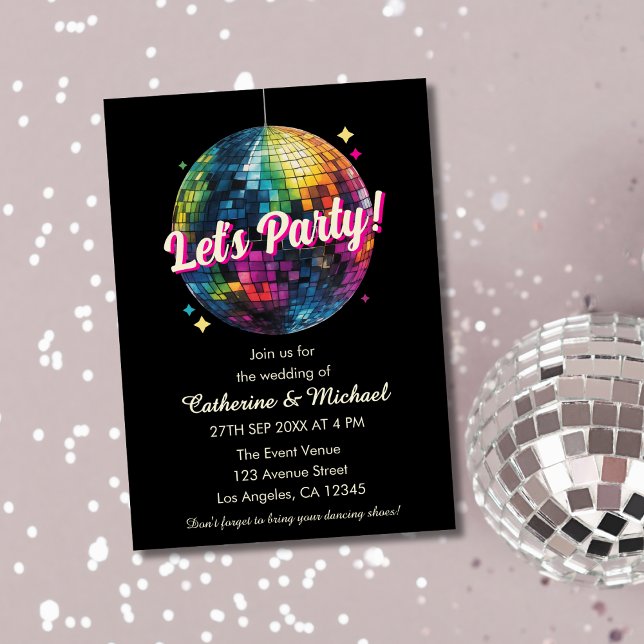 Invitación Fiesta de los años 70 Disco Ball Sparkle Glam Boda (Subido por el creador)