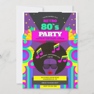 Invitación fiesta de los años 80