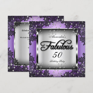 Invitación Fiesta de los Fabulosos 50 Estrellas Plateadas Mor