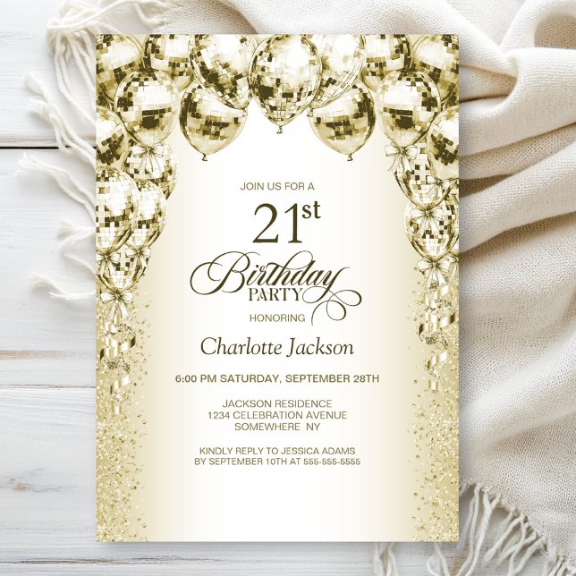 Invitación Fiesta de los Globos de Oro 21º cumpleaños (Subido por el creador)