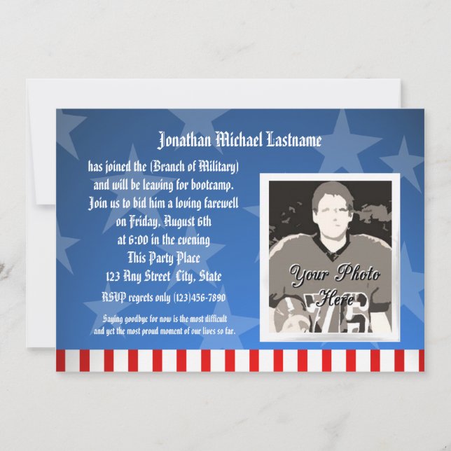 Invitación Fiesta de los militares de Blue Stars (Anverso)