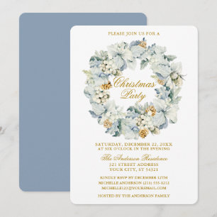 Invitación Fiesta de los Navidades acuarela Floral Dusty Blue