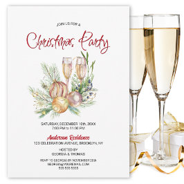 Invitación Fiesta de los Navidades de Baubles y Champagne