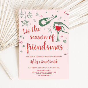 Invitación Fiesta de los Navidades de cócteles dibujados a ma