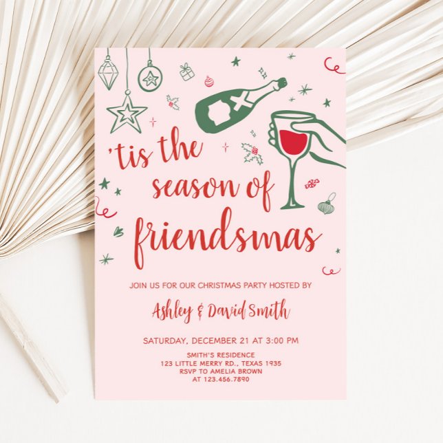 Invitación Fiesta de los Navidades de cócteles dibujados a ma (Hand Drawn Whimsical Cocktail Christmas Party Invitation
)