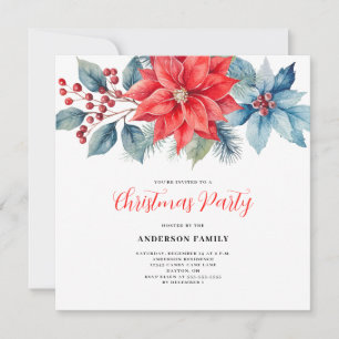 Invitación Fiesta de los Navidades de color rojo de la poinse
