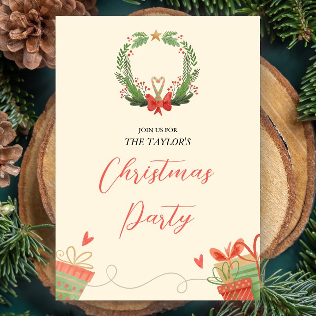 Invitación Fiesta de los Navidades de la guirnalda azul rojo  (Subido por el creador)