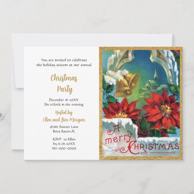 Invitación Fiesta de los Navidades de las campanas de oro de  (Anverso)