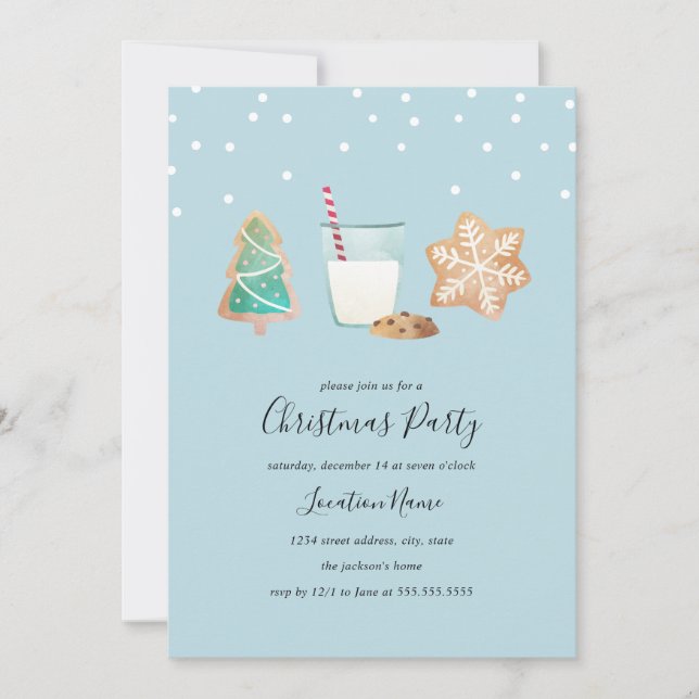 Invitación Fiesta de los Navidades de las cookies de invierno (Anverso)
