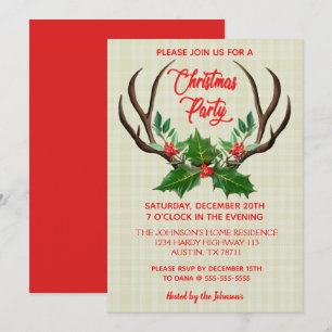 Invitación Fiesta de los Navidades de los Antlers rusos