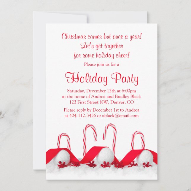 Invitación Fiesta de los Navidades de los canes de golosinas  (Anverso)