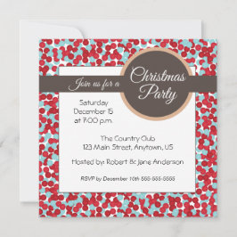 Invitación Fiesta de los Navidades de los puntos de polka roj