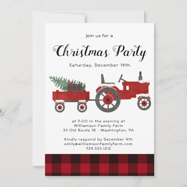 Invitación Fiesta de los Navidades de los Red Búfalo Rojo del (Anverso)