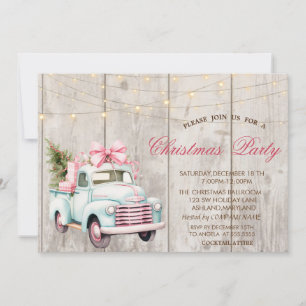 Invitación Fiesta de los Navidades de madera de pino azul par