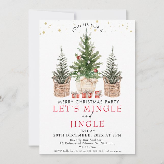 Invitación Fiesta de los Navidades de Mingle Jingle Christmas (Anverso)