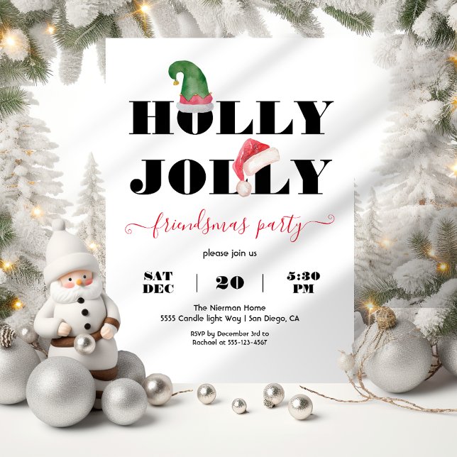 Invitación Fiesta de los Navidades de Modern Holly Jolly Frie (Subido por el creador)