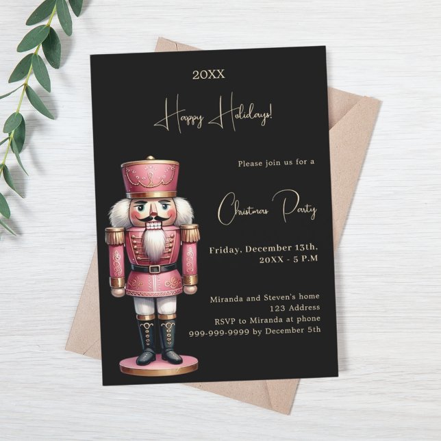 Invitación Fiesta de los Navidades de oro negro de Nutcracker (Subido por el creador)