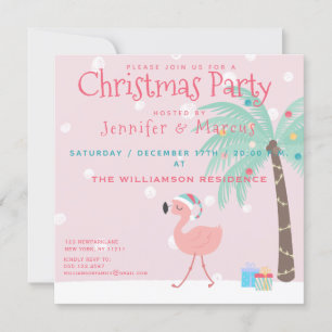 Invitación Fiesta de los Navidades de Santa Flamingo