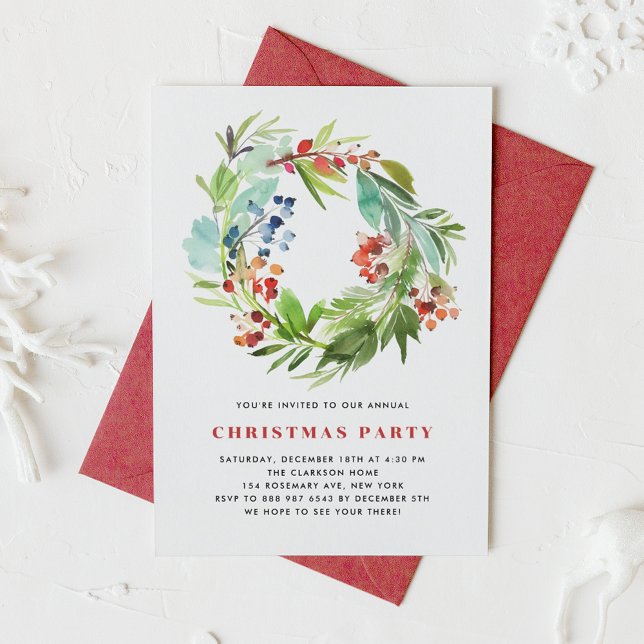 Invitación Fiesta de los Navidades de Winterberry Rojo y Juni (Subido por el creador)