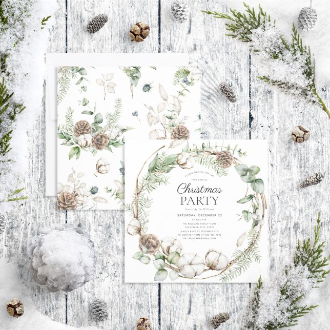 Invitación Fiesta de los Navidades de Wreath, una granja rura (Subido por el creador)