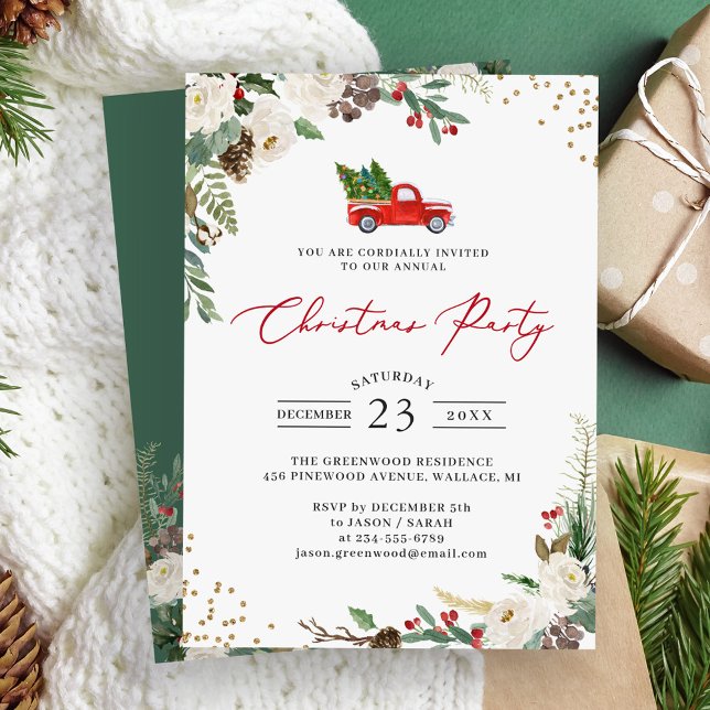 Invitación Fiesta de los Navidades del camión Winter Floral H (Subido por el creador)