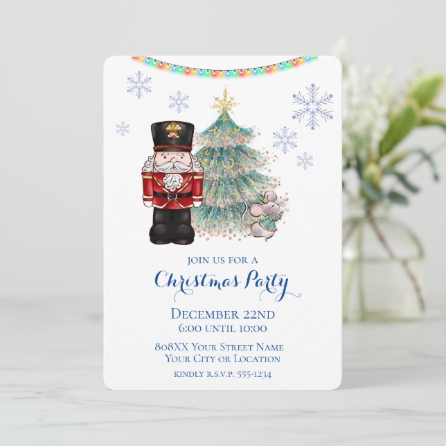 Invitación Fiesta de los Navidades del Rey del ratón y los pe (Anverso de pie)